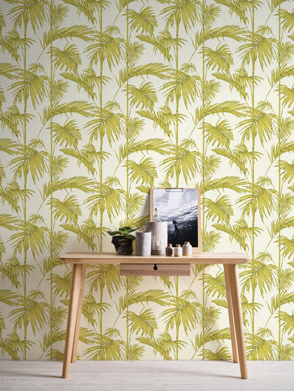 Livingwalls Lola Paris Vinyl-Vliestapete Grün Creme 10,05 m x 0,53 m