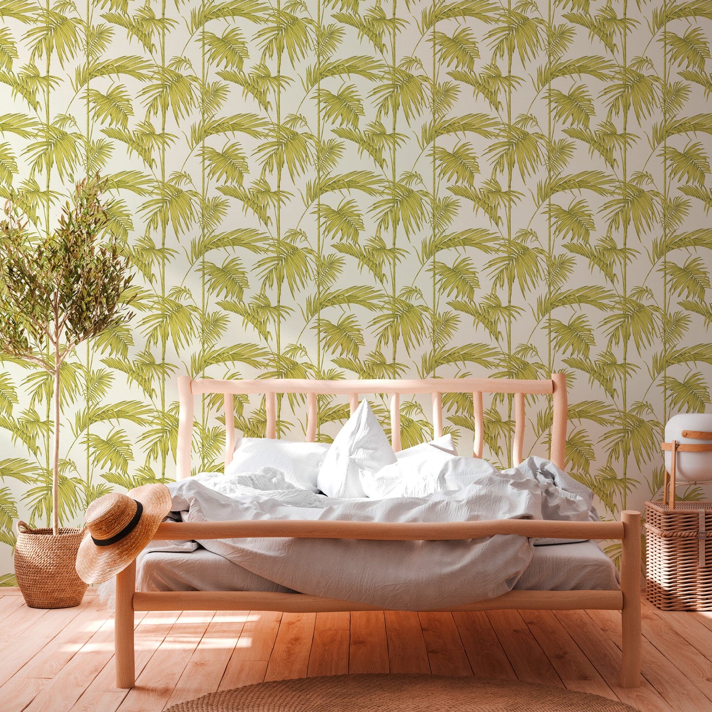 Livingwalls Lola Paris Vinyl-Vliestapete Grün Creme 10,05 m x 0,53 m