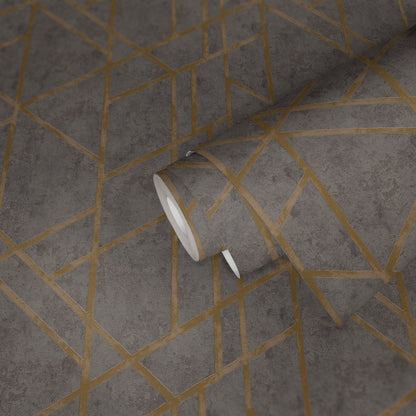 Livingwalls Francesca Milano Vinyl-Vliestapete Grau Gold 10,05 m x 0,53 m