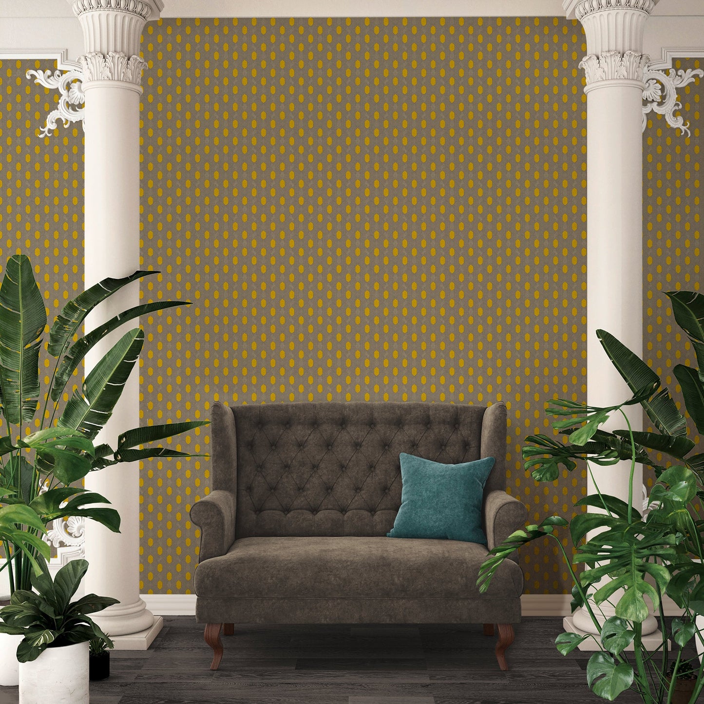 Architects Paper Absolutely Chic Design Vliestapete Gelb Grau Braun 10,05 m x 0,53 m