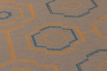 Ethnic origin Vinyl-Vliestapete Orange Blau Braun 10,05 m x 0,53 m