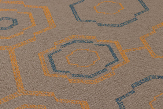 Ethnic origin Vinyl-Vliestapete Orange Blau Braun 10,05 m x 0,53 m