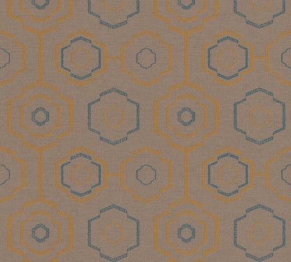 Ethnic origin Vinyl-Vliestapete Orange Blau Braun 10,05 m x 0,53 m