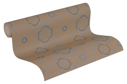 Ethnic origin Vinyl-Vliestapete Orange Blau Braun 10,05 m x 0,53 m