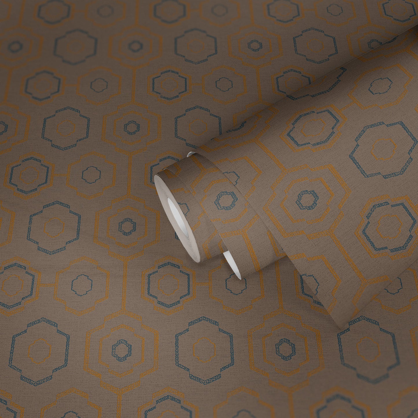 Ethnic origin Vinyl-Vliestapete Orange Blau Braun 10,05 m x 0,53 m