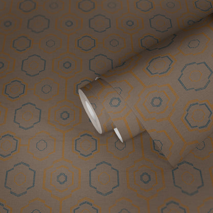 Ethnic origin Vinyl-Vliestapete Orange Blau Braun 10,05 m x 0,53 m