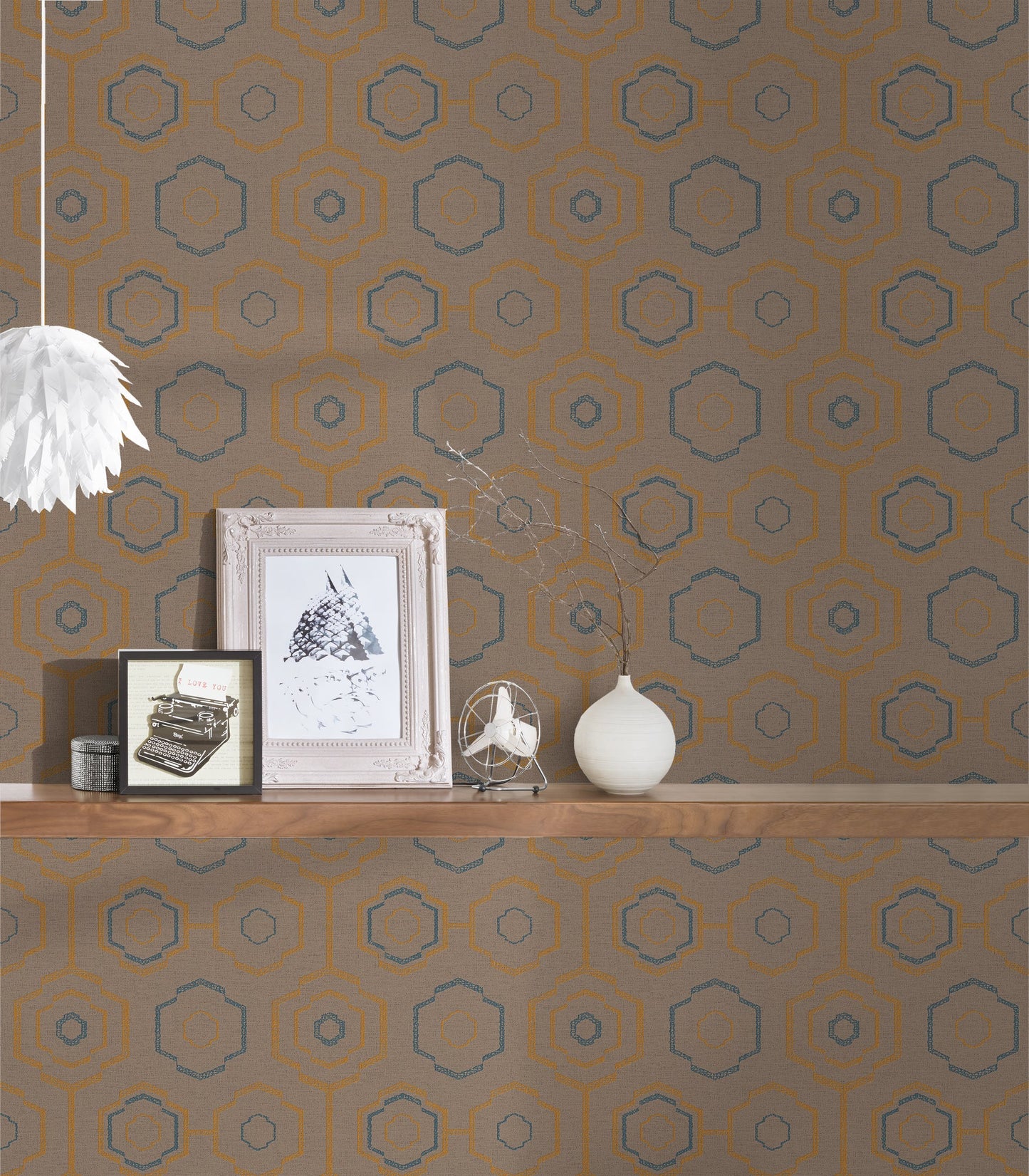 Ethnic origin Vinyl-Vliestapete Orange Blau Braun 10,05 m x 0,53 m