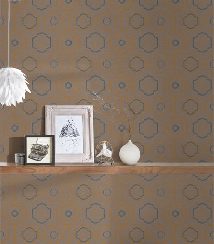 Ethnic origin Vinyl-Vliestapete Orange Blau Braun 10,05 m x 0,53 m