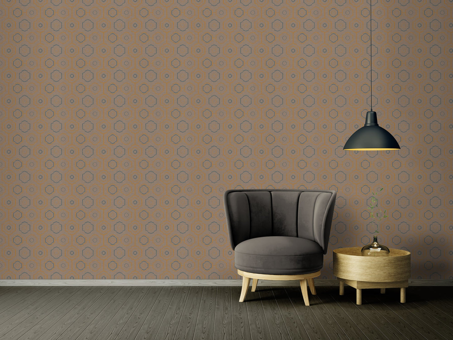Ethnic origin Vinyl-Vliestapete Orange Blau Braun 10,05 m x 0,53 m