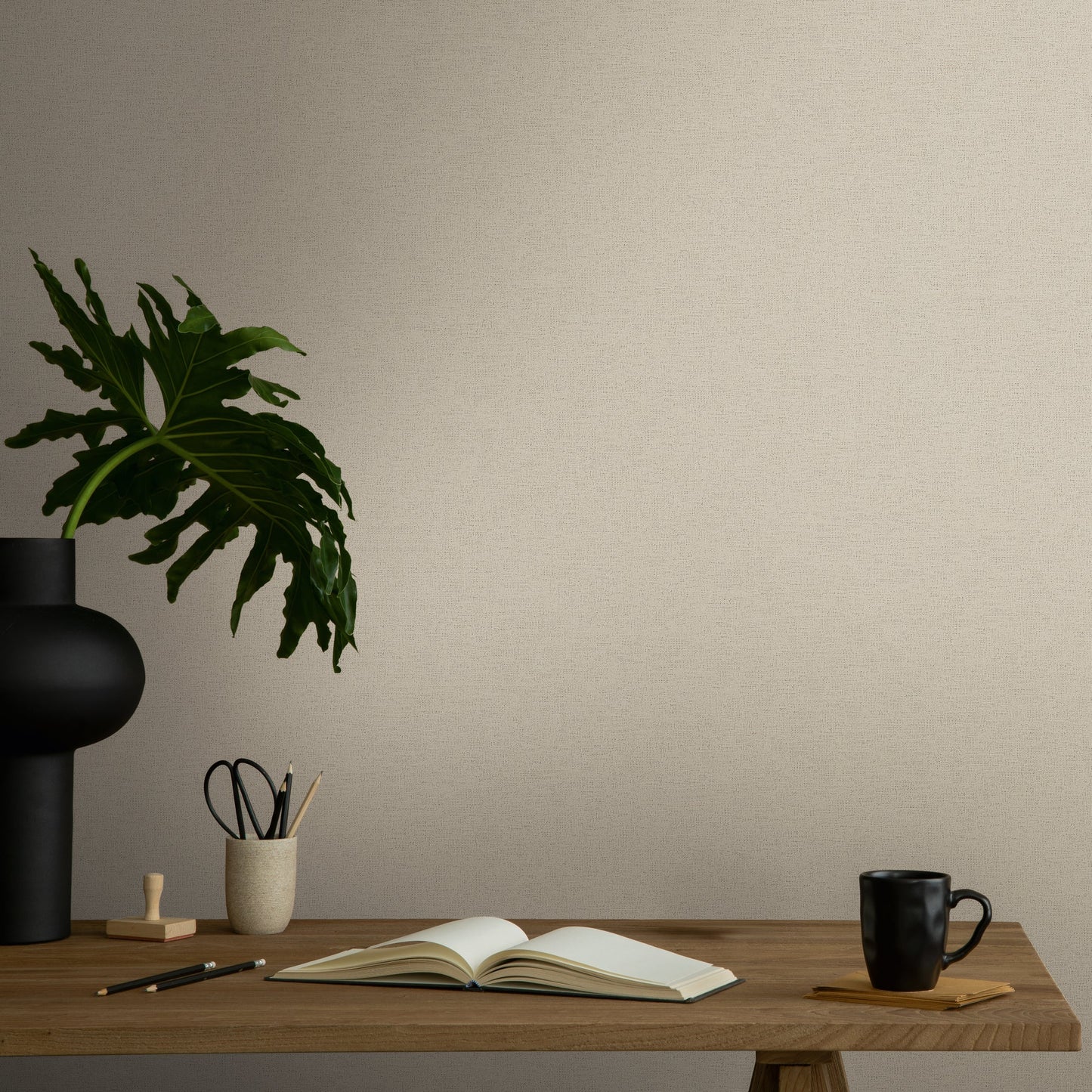 Mustertapete Leinen Graubeige Klassisch - 10,05 m x 0,53 m