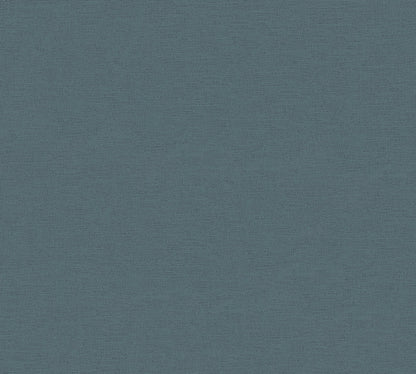 Mustertapete Leinen Petrolblau Tief - 10,05 m x 0,53 m