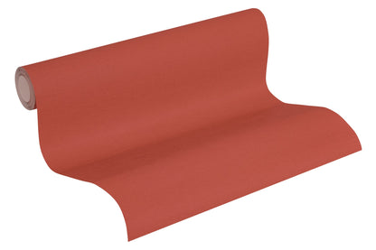 Mustertapete Leinen Korallenrot Klassisch - 10,05 m x 0,53 m