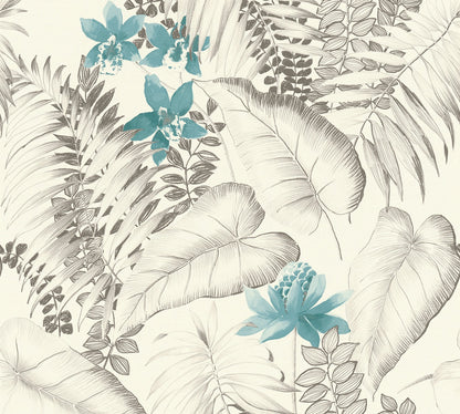 Exotic Life Vinyl-Vliestapete Blau Grau Schwarz 10,05 m x 0,53 m