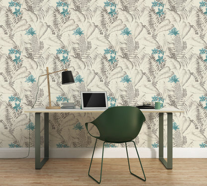 Exotic Life Vinyl-Vliestapete Blau Grau Schwarz 10,05 m x 0,53 m