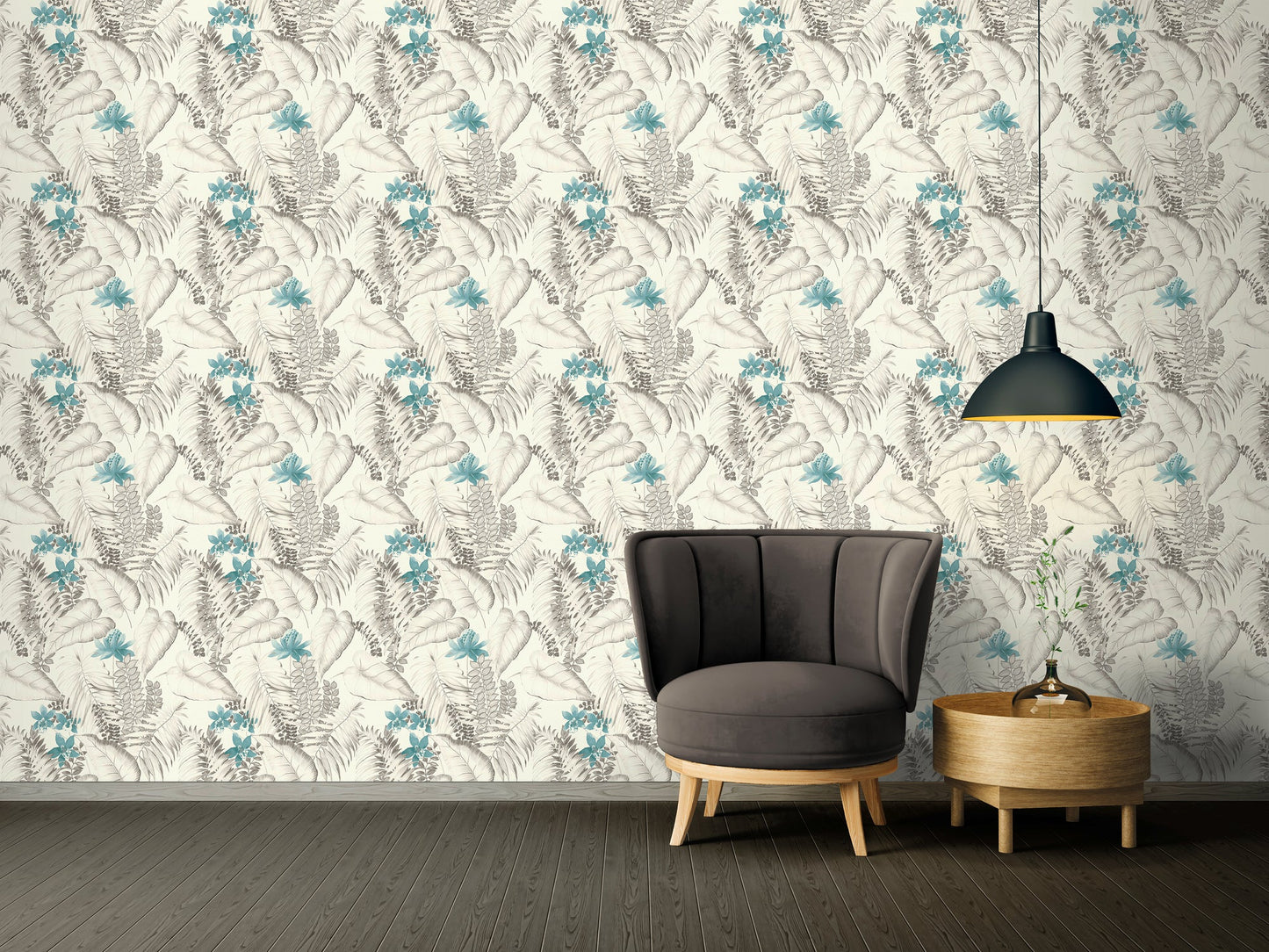Exotic Life Vinyl-Vliestapete Blau Grau Schwarz 10,05 m x 0,53 m