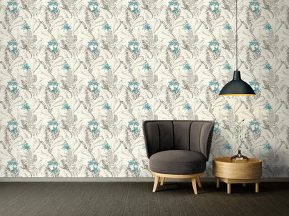 Exotic Life Vinyl-Vliestapete Blau Grau Schwarz 10,05 m x 0,53 m