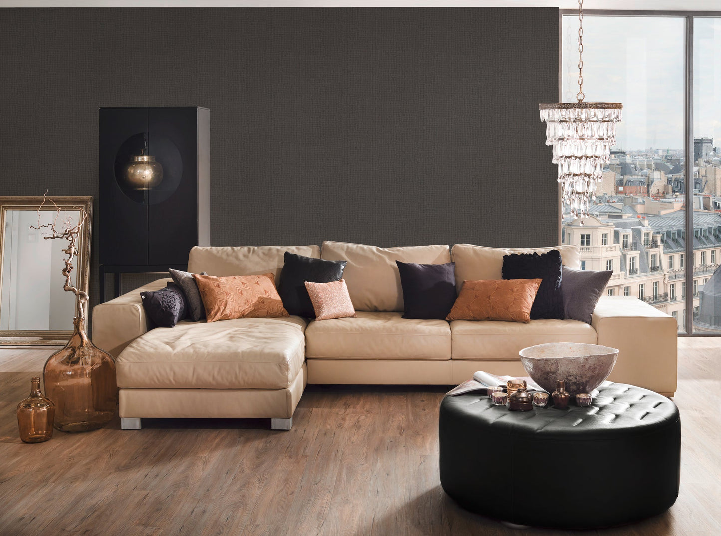 Exotic Life Vinyl-Vliestapete Grau Schwarz 10,05 m x 0,53 m
