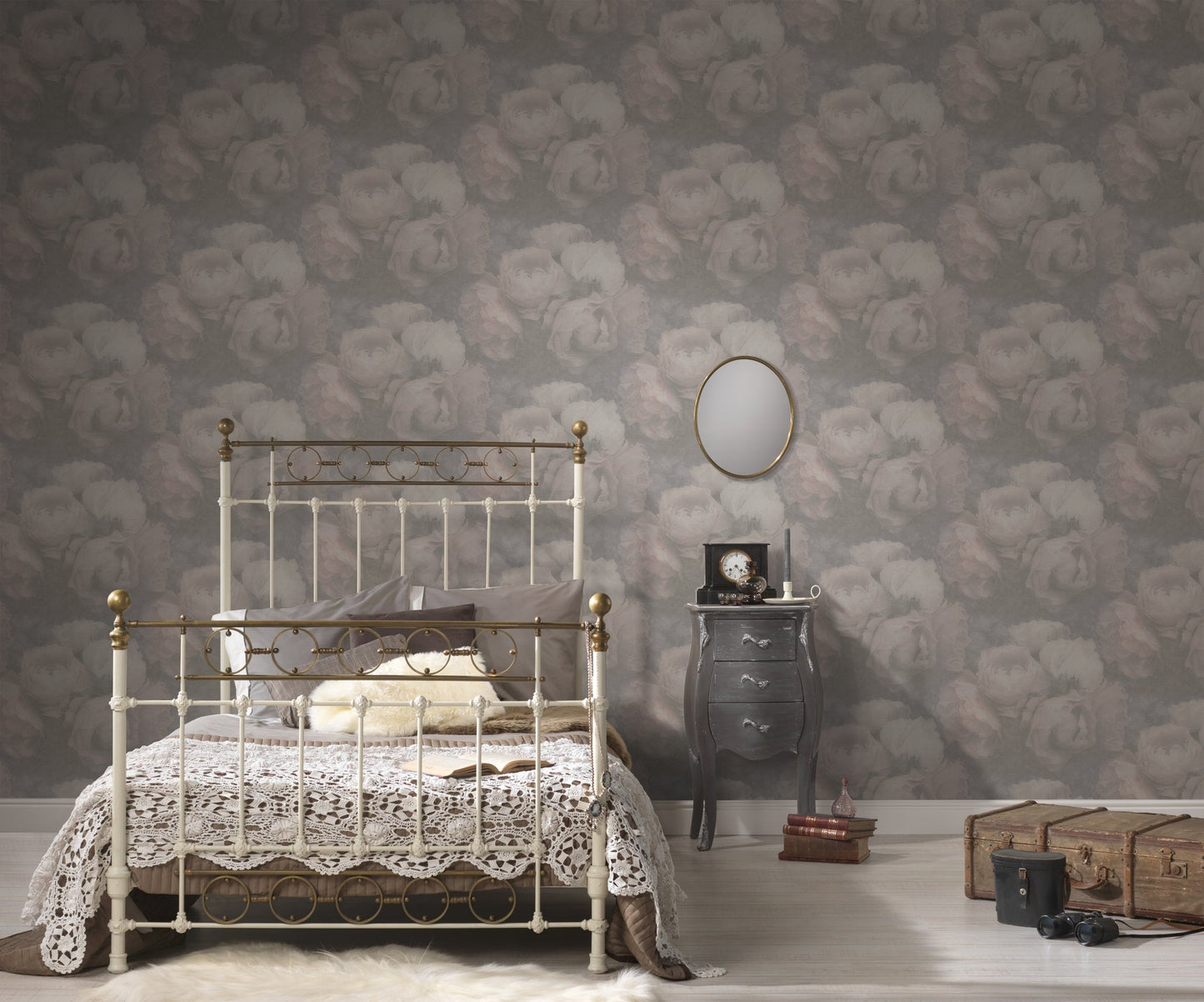 Livingwalls New Walls Romantic Dream Vinyl-Vliestapete Grau Rosa Weiß 10,05 m x 0,53 m