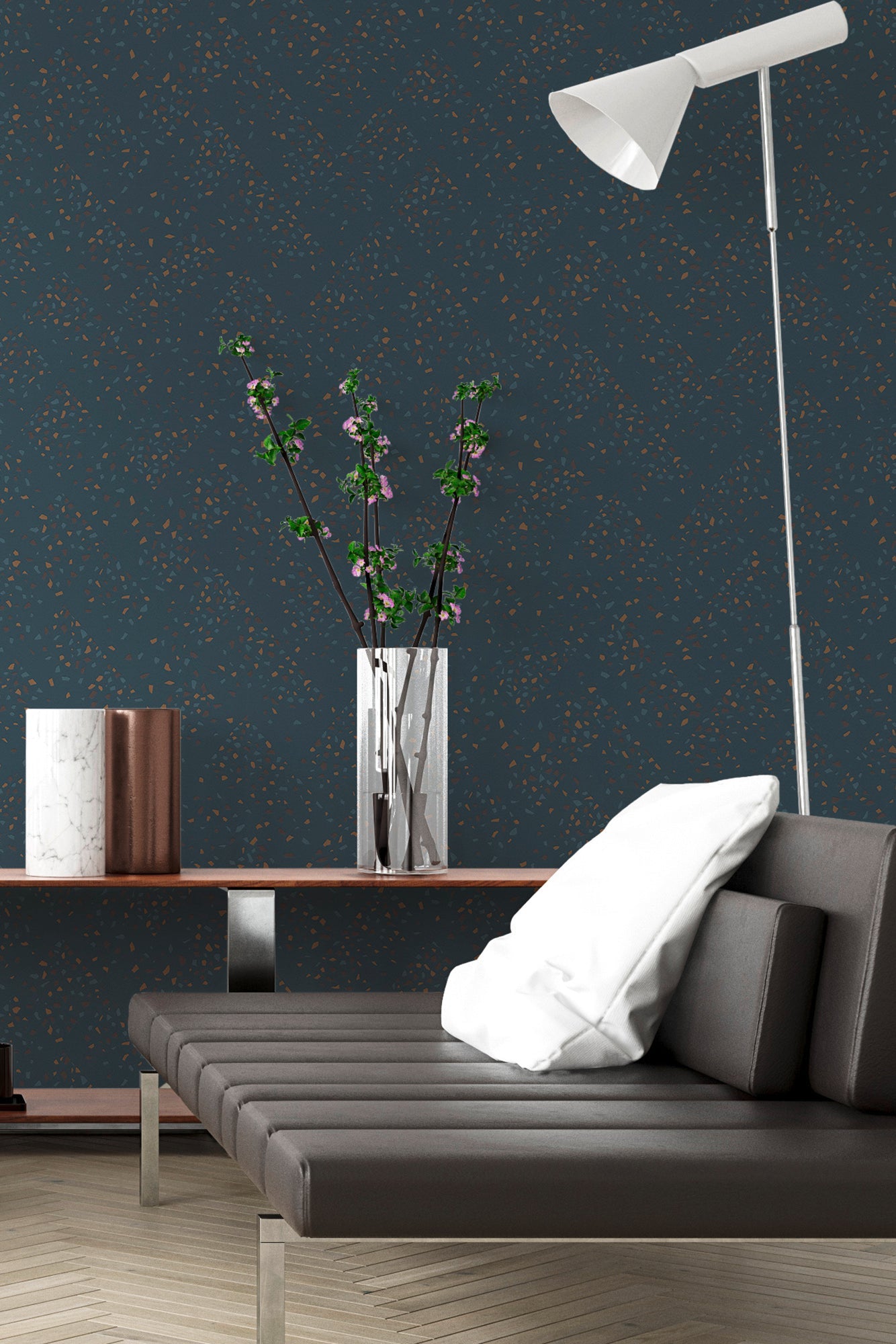 Livingwalls New Walls 50's Glam Vinyl-Vliestapete Blau Grün Braun 10,05 m x 0,53 m