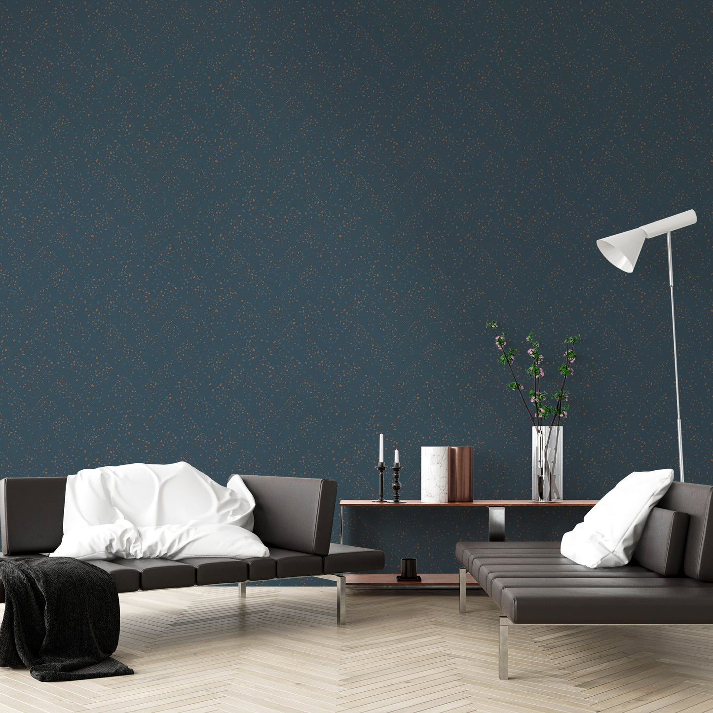 Livingwalls New Walls 50's Glam Vinyl-Vliestapete Blau Grün Braun 10,05 m x 0,53 m