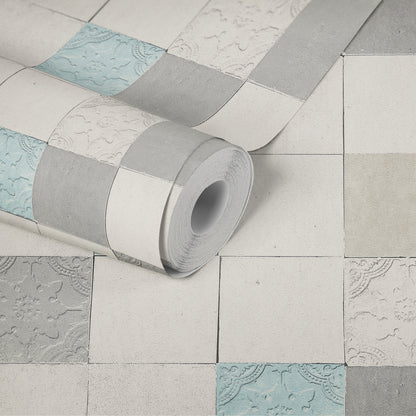 Livingwalls New Walls Finca Home Vinyl-Vliestapete Grau Blau Creme 10,05 m x 0,53 m