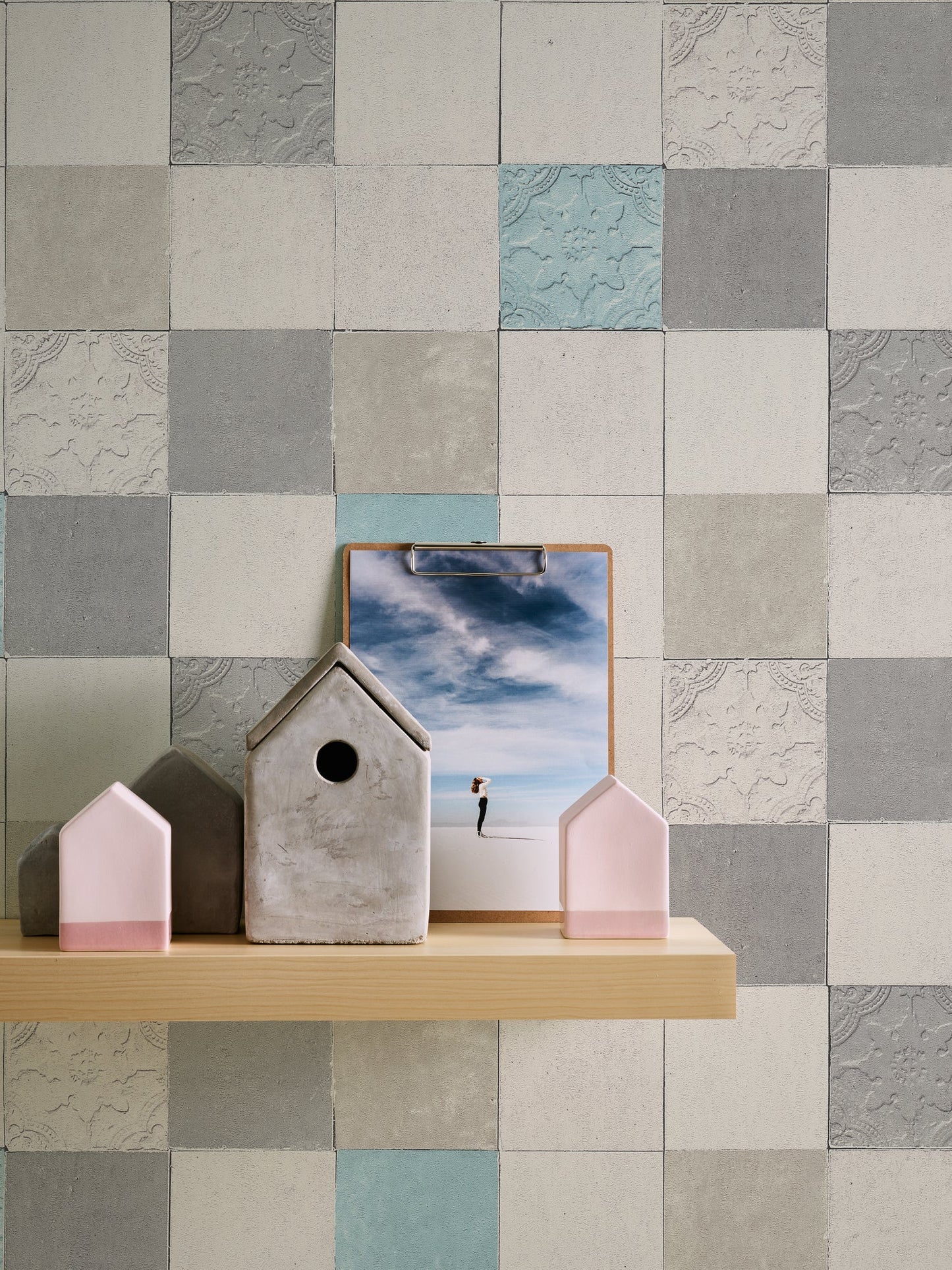 Livingwalls New Walls Finca Home Vinyl-Vliestapete Grau Blau Creme 10,05 m x 0,53 m