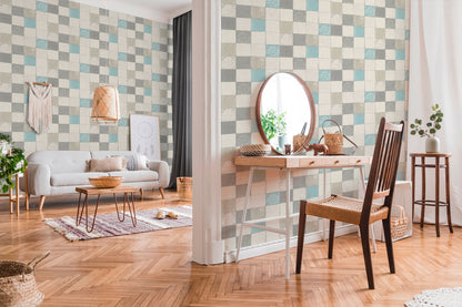 Livingwalls New Walls Finca Home Vinyl-Vliestapete Grau Blau Creme 10,05 m x 0,53 m
