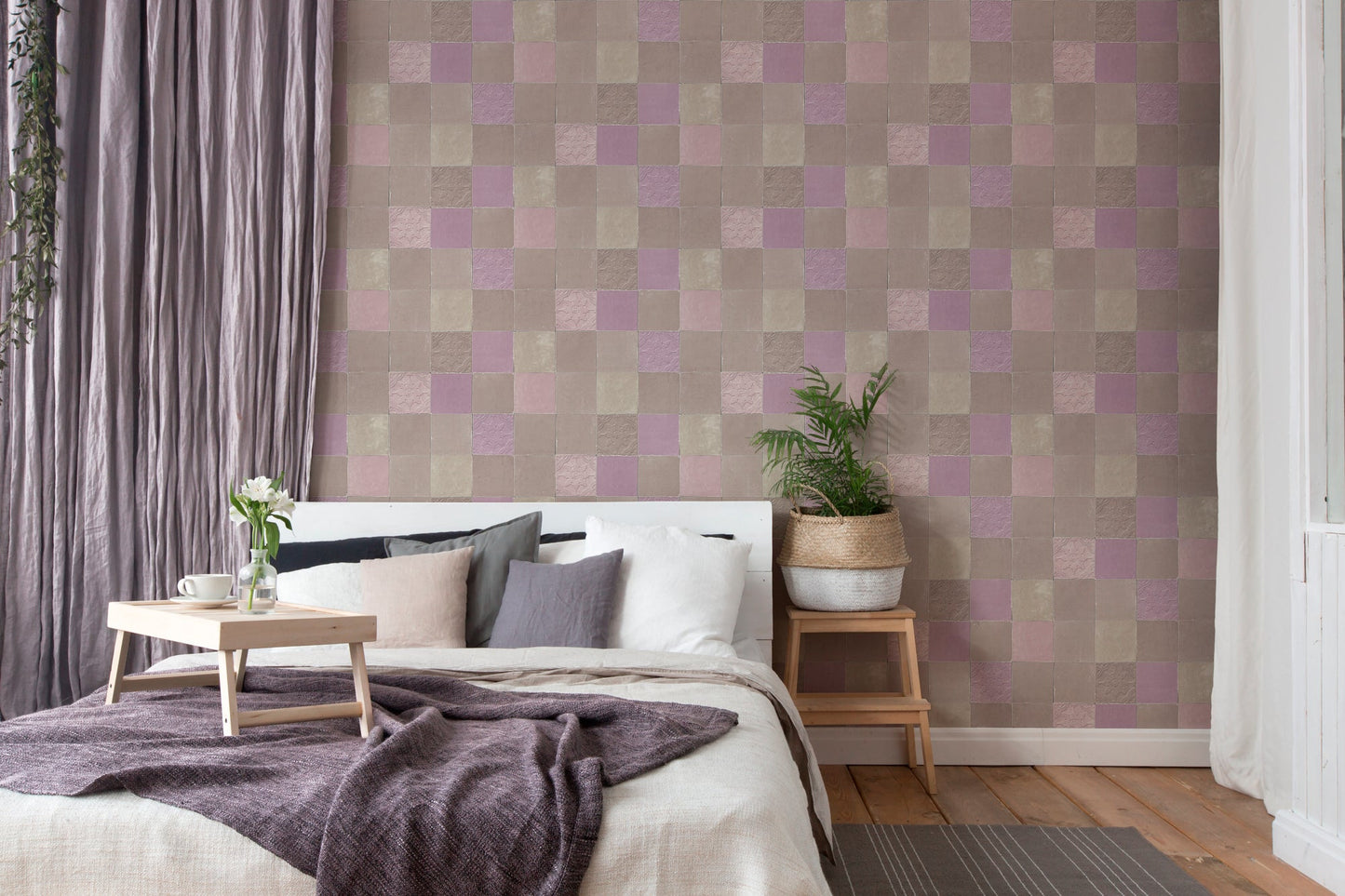 Livingwalls New Walls Finca Home Vinyl-Vliestapete Grau Lila Beige 10,05 m x 0,53 m