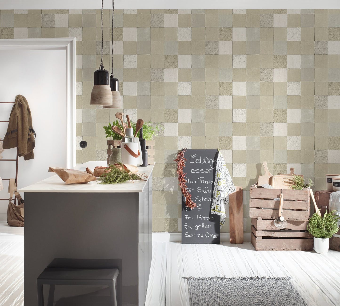 Livingwalls New Walls Finca Home Vinyl-Vliestapete Creme Grau 10,05 m x 0,53 m
