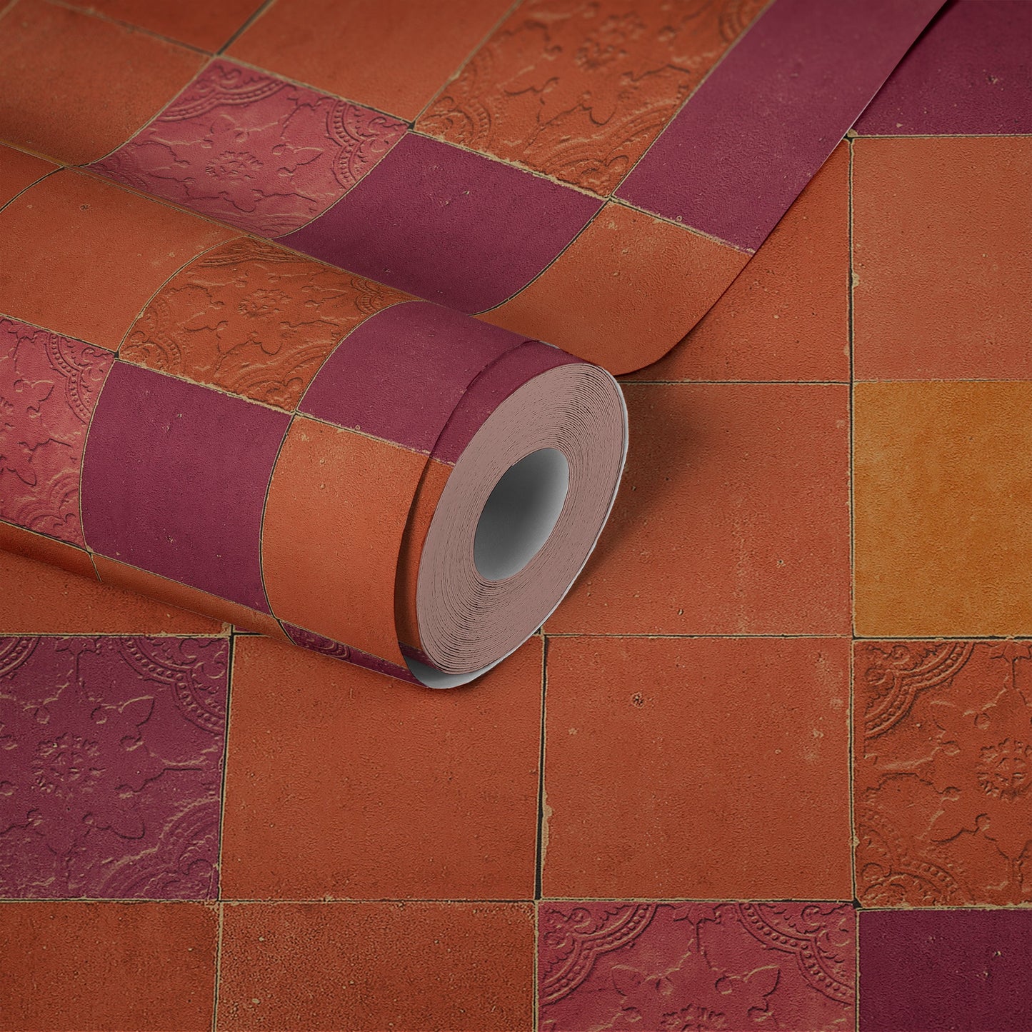 Livingwalls New Walls Finca Home Vinyl-Vliestapete Orange Rot 10,05 m x 0,53 m