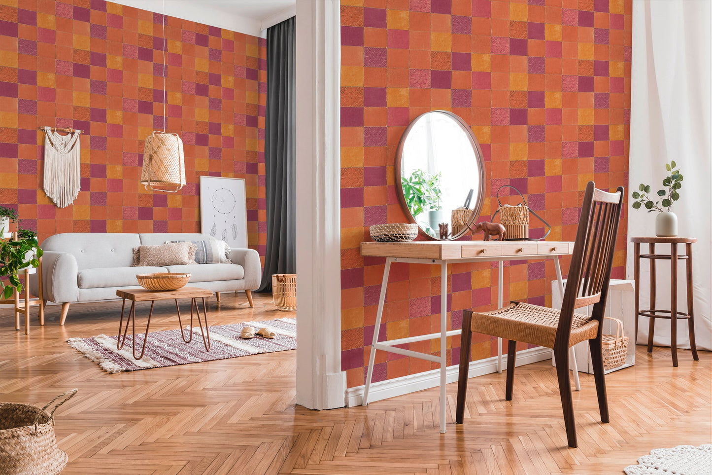 Livingwalls New Walls Finca Home Vinyl-Vliestapete Orange Rot 10,05 m x 0,53 m