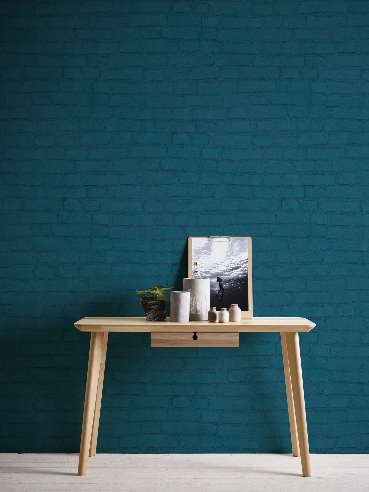 Elements Vinyl-Vliestapete Blau Schwarz Grün 10,05 m x 0,53 m
