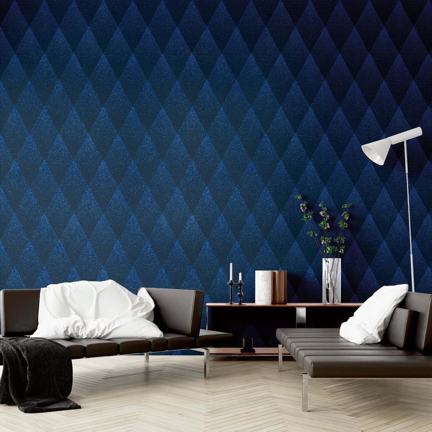 Livingwalls New Walls 50's Glam Vinyl-Vliestapete Blau Schwarz 10,05 m x 0,53 m