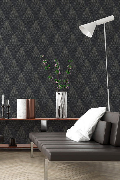 Livingwalls New Walls 50's Glam Vinyl-Vliestapete Schwarz Gold 10,05 m x 0,53 m