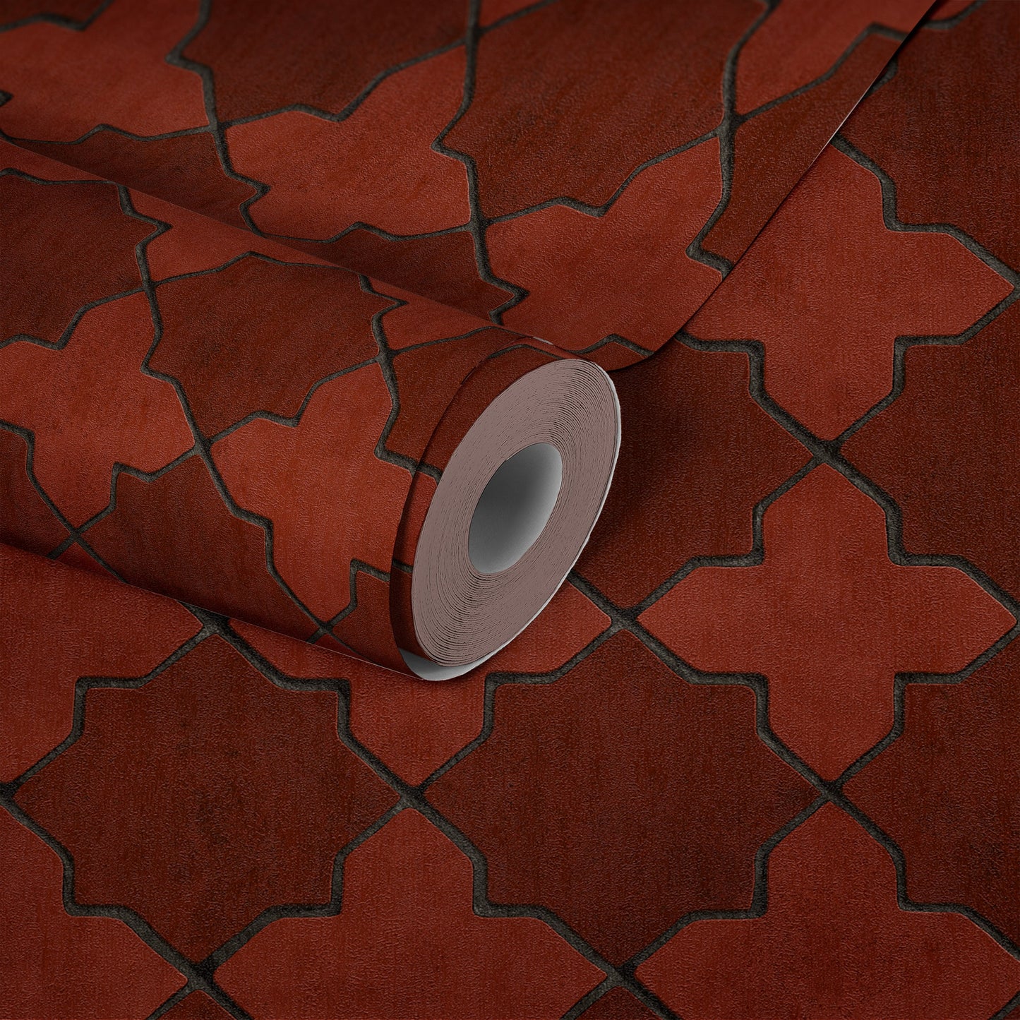 Livingwalls New Walls Finca Home Vinyl-Vliestapete Rot Grau Schwarz 10,05 m x 0,53 m