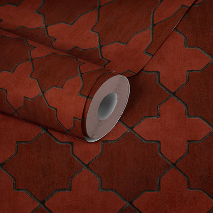 Livingwalls New Walls Finca Home Vinyl-Vliestapete Rot Grau Schwarz 10,05 m x 0,53 m