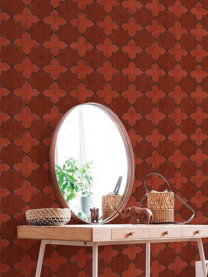 Livingwalls New Walls Finca Home Vinyl-Vliestapete Rot Grau Schwarz 10,05 m x 0,53 m