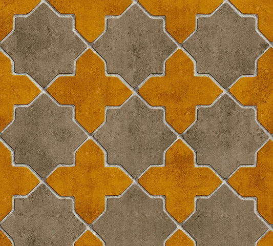 Livingwalls New Walls Finca Home Vinyl-Vliestapete Gelb Beige Creme 10,05 m x 0,53 m