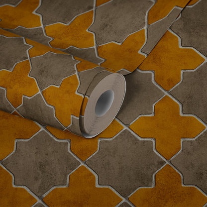 Livingwalls New Walls Finca Home Vinyl-Vliestapete Gelb Beige Creme 10,05 m x 0,53 m