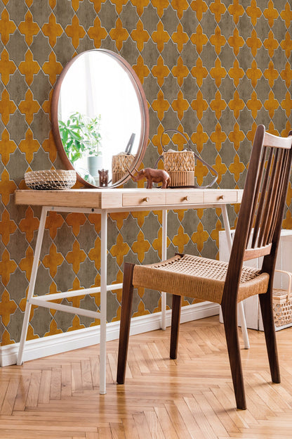 Livingwalls New Walls Finca Home Vinyl-Vliestapete Gelb Beige Creme 10,05 m x 0,53 m