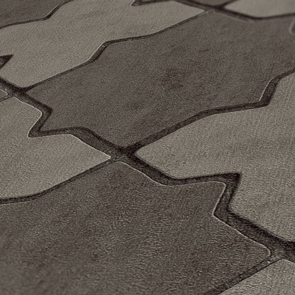 Livingwalls New Walls Finca Home Vinyl-Vliestapete Grau Schwarz 10,05 m x 0,53 m