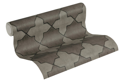 Livingwalls New Walls Finca Home Vinyl-Vliestapete Grau Schwarz 10,05 m x 0,53 m
