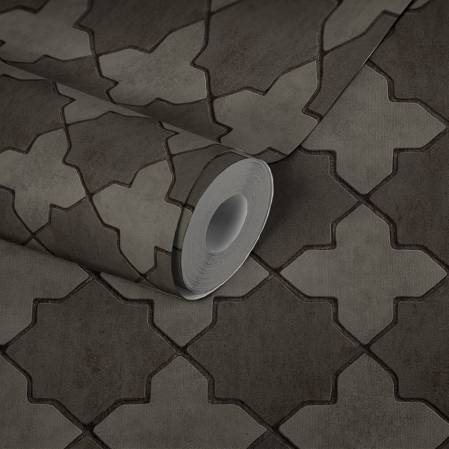 Livingwalls New Walls Finca Home Vinyl-Vliestapete Grau Schwarz 10,05 m x 0,53 m