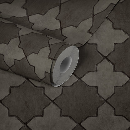 Livingwalls New Walls Finca Home Vinyl-Vliestapete Grau Schwarz 10,05 m x 0,53 m