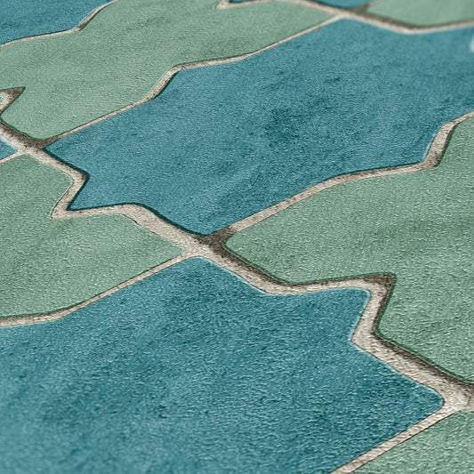 Livingwalls New Walls Finca Home Vinyl-Vliestapete Blau Grün Beige 10,05 m x 0,53 m