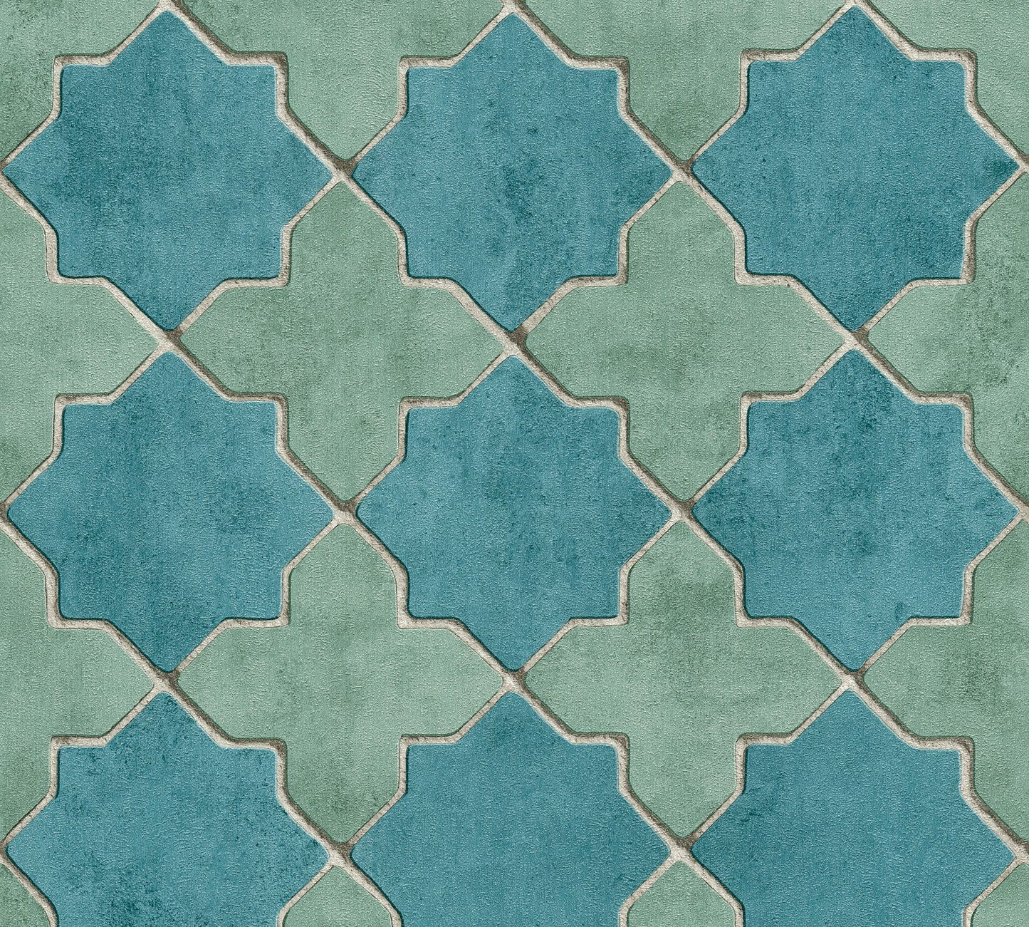 Livingwalls New Walls Finca Home Vinyl-Vliestapete Blau Grün Beige 10,05 m x 0,53 m