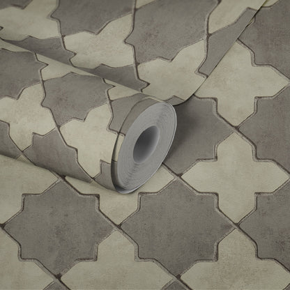 Livingwalls New Walls Finca Home Vinyl-Vliestapete Grau Creme 10,05 m x 0,53 m