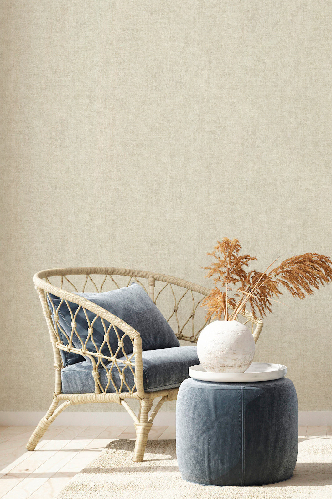 Mustertapete Vintage-Gewebe Greige - 10,05 m x 0,53 m
