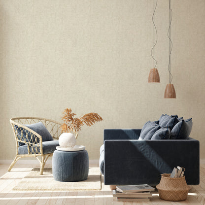 Mustertapete Vintage-Gewebe Greige - 10,05 m x 0,53 m
