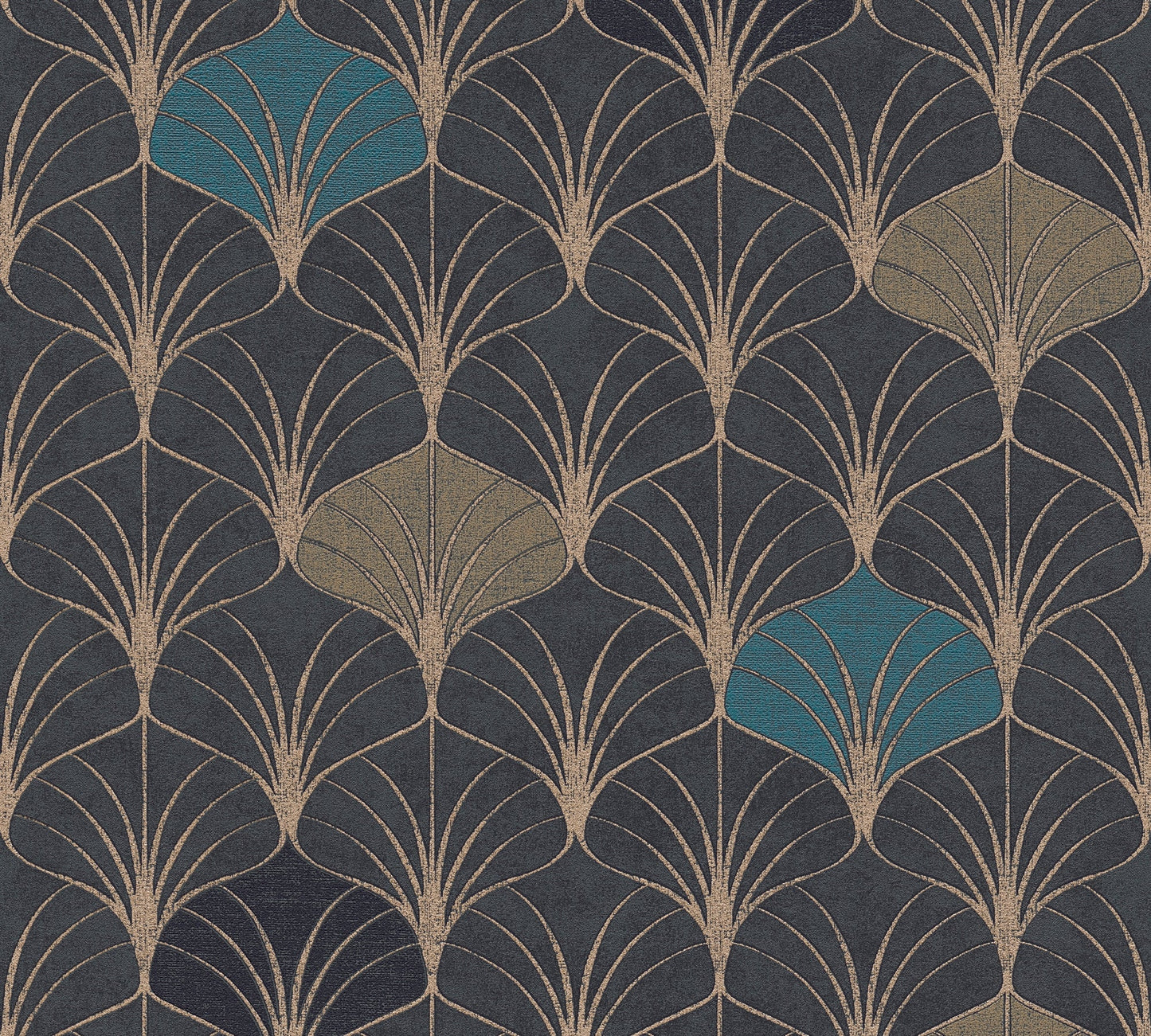 Pop Style Geometrische Vliestapete Schwarz Gold Blau 10,05 m x 0,53 m